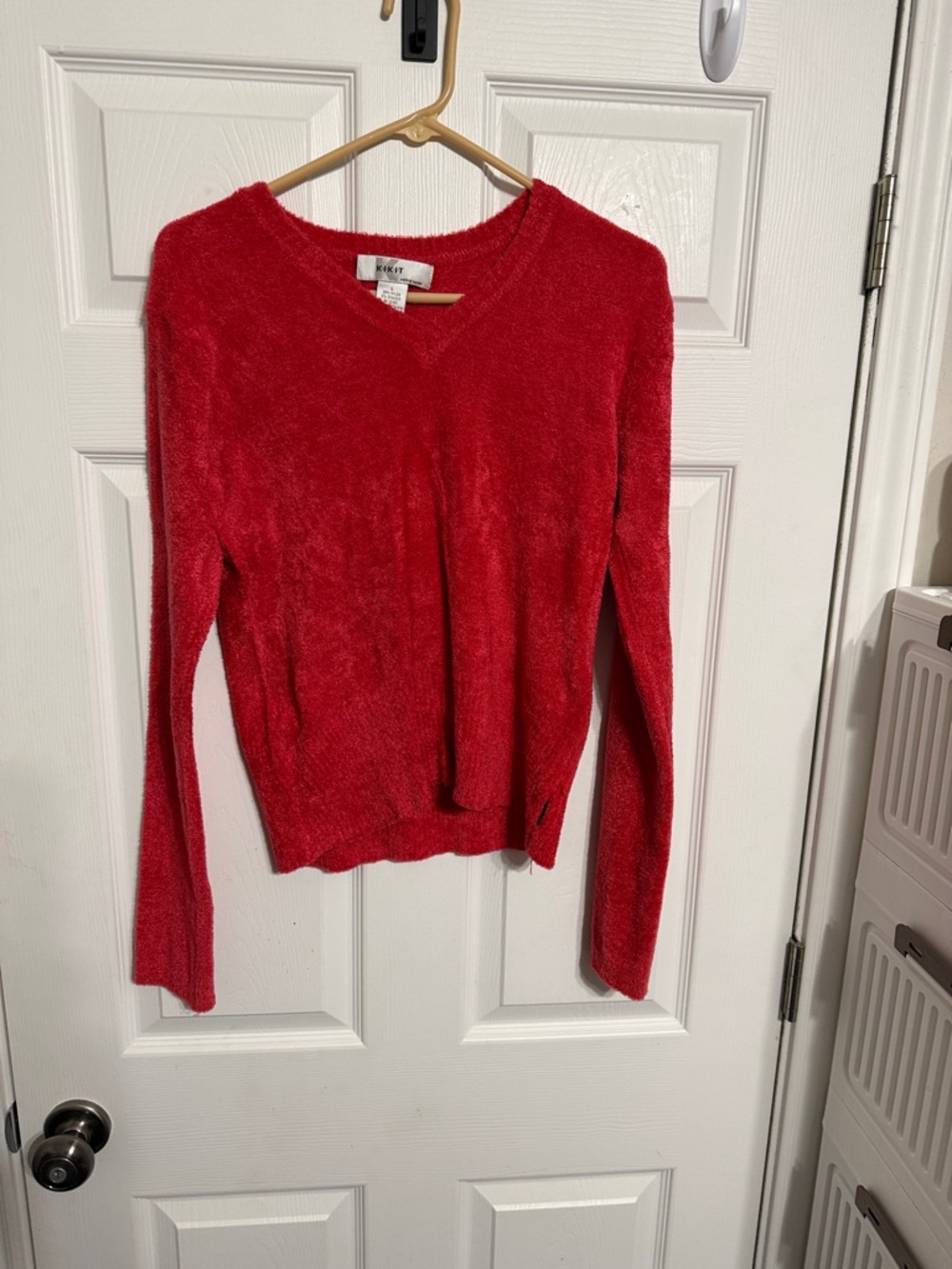 Knit V-Neck Sweater in Red by RSEKT